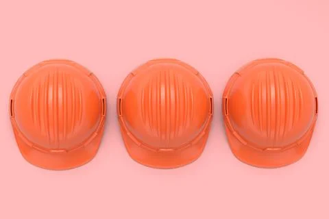 Set of safety helmets or hard caps for carpentry work on pink background Stock Illustration