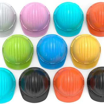 Set of safety helmets or hard caps for carpentry work on white background イラスト素材