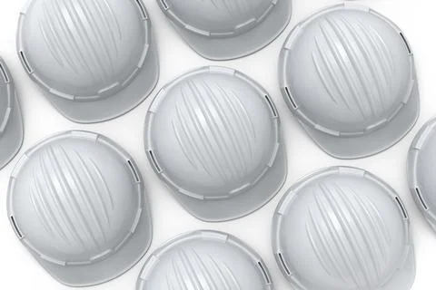 Set of safety helmets or hard caps for carpentry work on white background イラスト素材