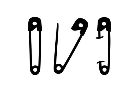 Set of Safety Pin. Vector icon. Stock Illustration