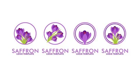 Set of Saffron logo vector , flower saffron logo design template Stock Illustration