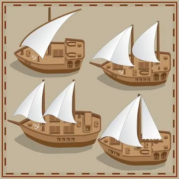 Set of sailing ships. Stock Illustration