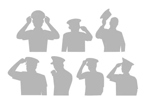 Set of sailor hat captain silhouette collection with different view or angl.. Stock Illustration
