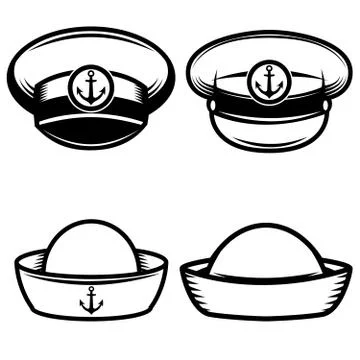 Set of the sailors hat. Design elements for logo, label, emblem, Stock Illustration