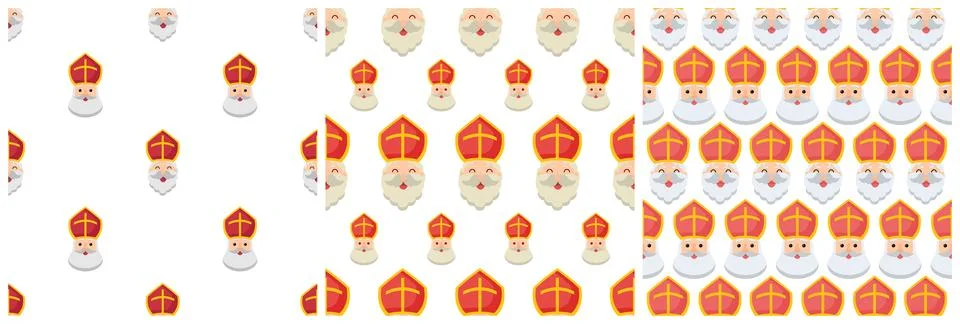 Set of Saint Nicholas Day or Sinterklaas Seamless Pattern with Gift Box and.. Stock Illustration