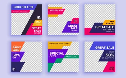 Set of sale banner template design. Vector illustration. Stock Illustration