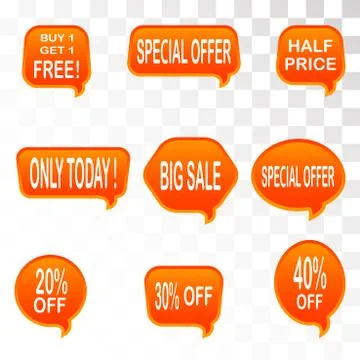 Set of sale design elements isolated without a shadow. Sale. Stickers. Tags. Stock Illustration