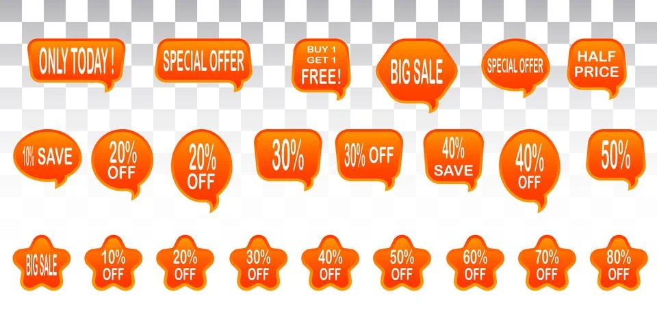 Set of sale design elements isolated without a shadow. Sale. Stickers. Tags. Stock Illustration