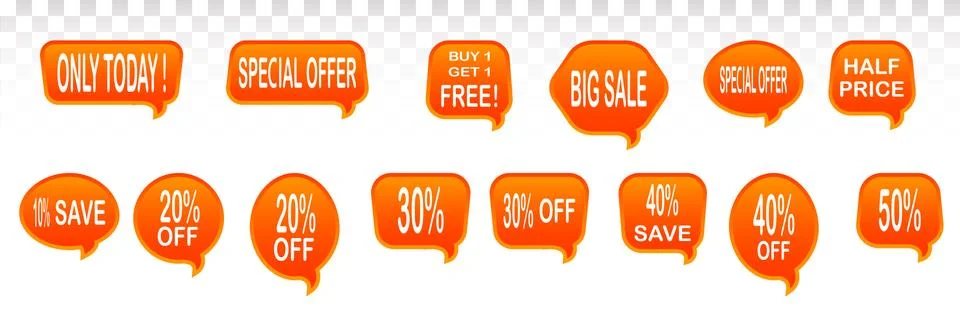 Set of sale design elements isolated without a shadow. Sale. Stickers. Tags. Stock Illustration