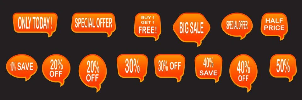 Set of sale design elements isolated without a shadow. Sale. Stickers. Tags. 스톡 일러스트