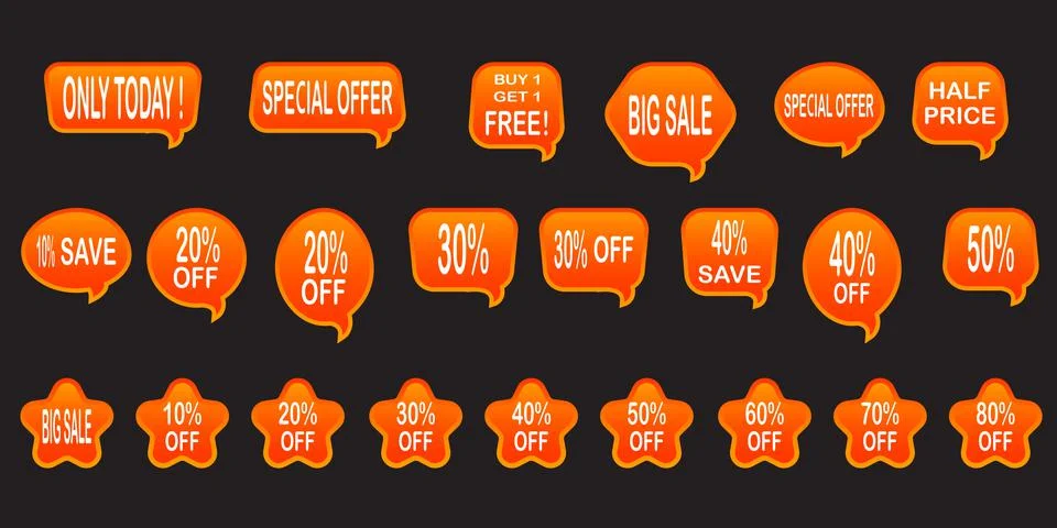 Set of sale design elements isolated without a shadow. Sale. Stickers. Tags. Stock Illustration