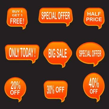 Set of sale design elements isolated without a shadow. Sale. Stickers. Tags. Illustrazione stock