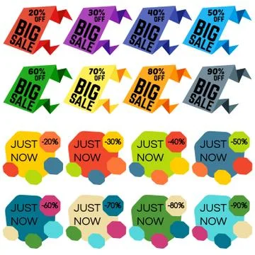 Set of Sale Discount Labels, Tags, Emblems Illustrazione stock
