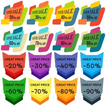Set of Sale Discount Labels, Tags, Emblems Stock Illustration