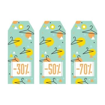 Set of sale tags. Different values discount Illustrazione stock
