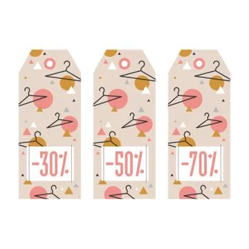 Set of sale tags. Different values discount Stock Illustration