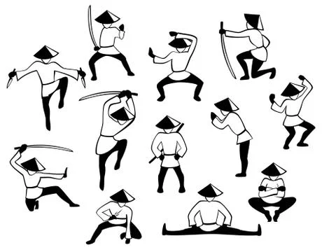 Set of samurai images in action. EPS10 vector illustration Stock Illustration