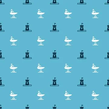 Set Sand tower and Swing boat on seamless pattern. Vector イラスト素材