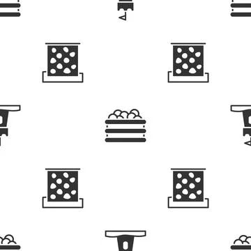 Set Sand tower, Pool with balls and Climbing wall on seamless pattern. Vector Stock Illustration