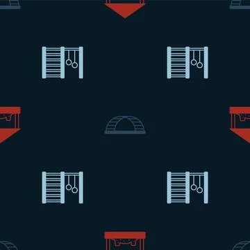 Set Sandbox with sand, Monkey bar and Swedish wall on seamless pattern. Vector Stock Illustration