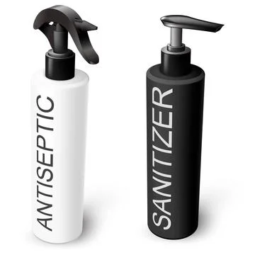 Set of sanitizer antiseptic dispensers Stock Illustration