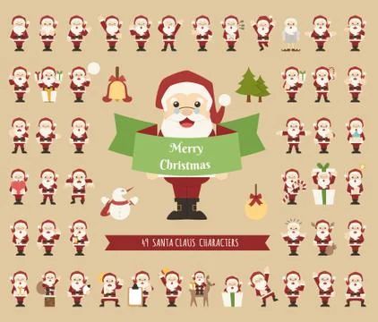 Set of santa claus character Stock Illustration