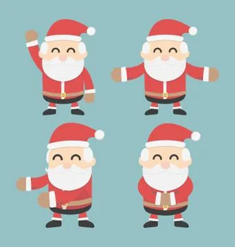 Set of Santa Claus. vector flat design Stock Illustration