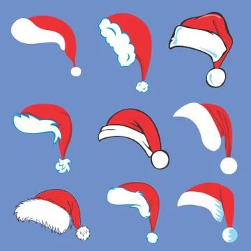 Set of Santa Hats Stock Illustration