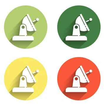 Set Satellite dish icon isolated with long shadow background. Radio antenna.. Stock Illustration