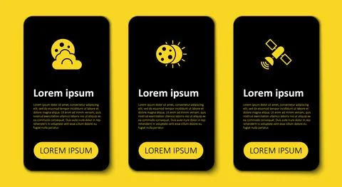 Set Satellite, Eclipse of the sun and Cloud with moon. Business infographic Ilustração Stock