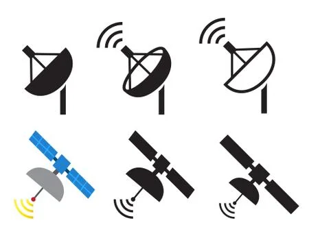 Set of satellite icons, Vector Stock Illustration