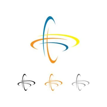 Set of satellite web rings orbit planet logo tech design concept Vector illus Stock Illustration