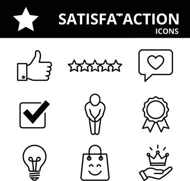 Set of Satisfaction Icons for Customer Feedback and Service Evaluation. Illustrazione stock