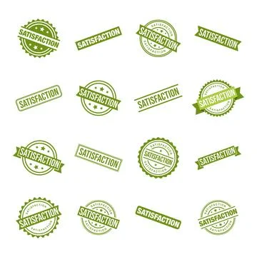 Set Satisfaction Letter Rubber Stamp Template Vector Design Stock Illustration