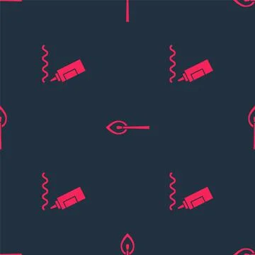Set Sauce bottle and Burning match with fire on seamless pattern. Vector 스톡 일러스트