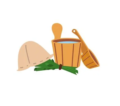 Set of sauna and spa tools flat style, vector illustration Stock Illustration
