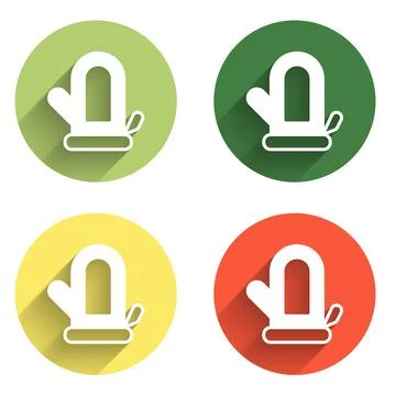 Set Sauna mitten icon isolated with long shadow background. Mitten for spa... Illustrazione stock