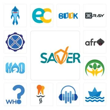 Set of saver, paperboat, audio visual, indian restaurant, who, hand holding p Illustrazione stock gratuita