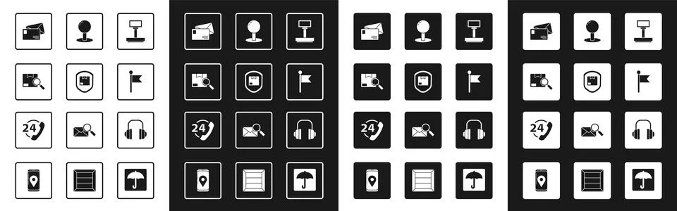 Set Scale, Delivery pack security with shield, Search package, Envelope Stockillustratie