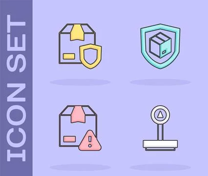 Set Scale, Delivery security with shield, and icon. Vector 库存插图
