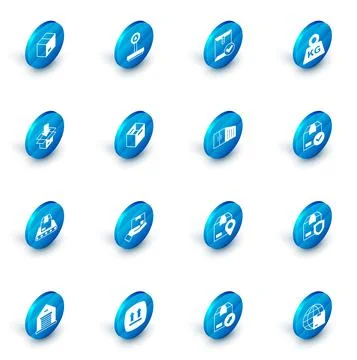 Set Scale, Envelope and check mark, Weight, Carton cardboard box, Conveyor belt Stock Illustration