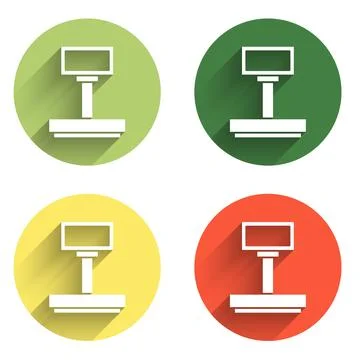 Set Scale icon isolated with long shadow background. Logistic and delivery... Illustrazione stock