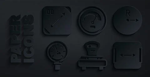 Set Scales, Radius, Pressure water meter, Area measurement, Speedometer and Stock Illustration