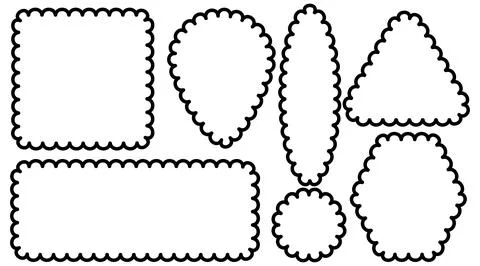 Set of scallop edge frames shapes isolated on white Stock Illustration