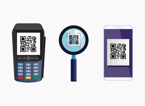 Set scan qr code and icons Stock-Illustration