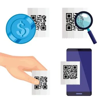 Set scan qr code and icons Stock-Illustration