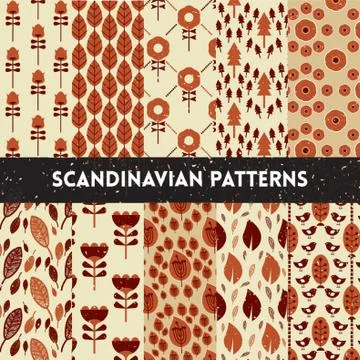 Set of scandinavian pattern icons Stock Illustration
