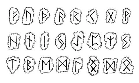 Set of scandinavian runes. Vector illustrations. Isolated on white. Stock Illustration