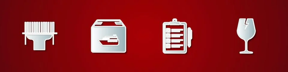 Set Scanner scanning bar code, Cargo ship with boxes, Verification of delivery 库存插图
