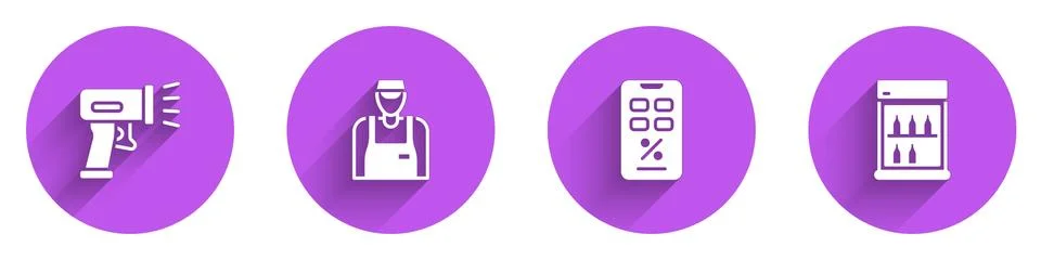 Set Scanner scanning bar code, Seller, Percent discount and mobile and Illustrazione stock